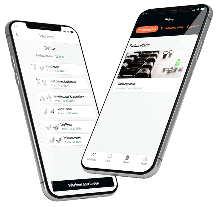 Phone mockup of workout plans